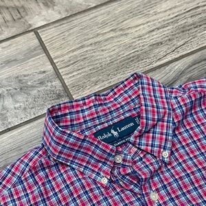 Ralph Lauren blue red plaid men xl short sleeve button up